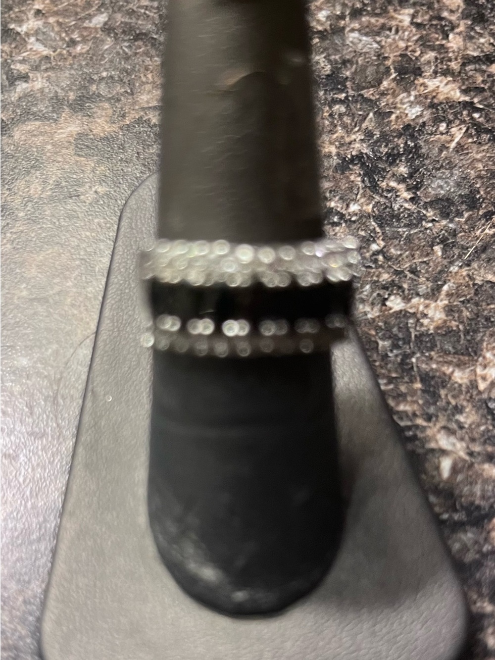 Black and Silver women's Stainless Steel Ring with Crystal Accents